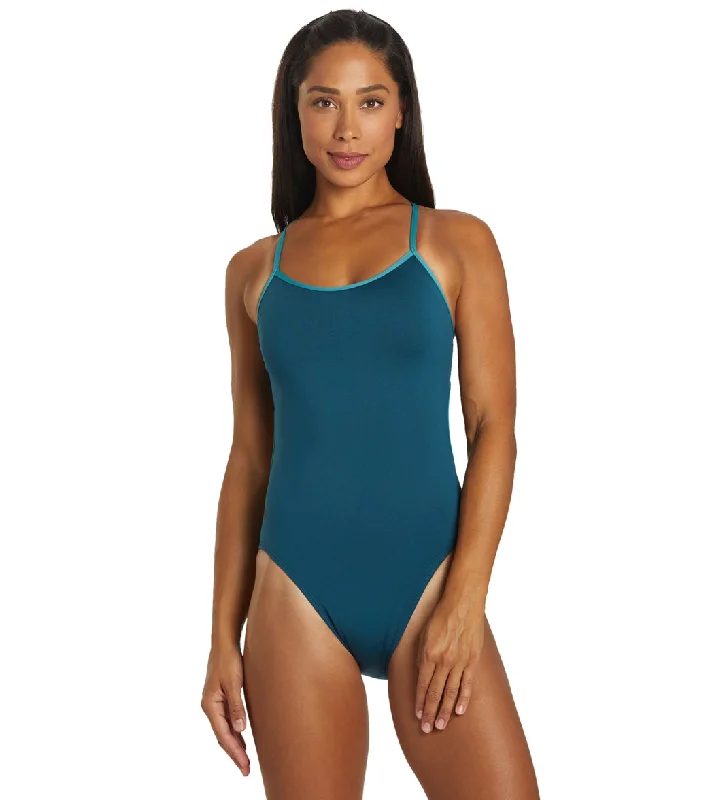 TYR Women's Solid Durafast Elite Trinityfit One Piece Swimsuit Majolica High-Waisted Swimwear