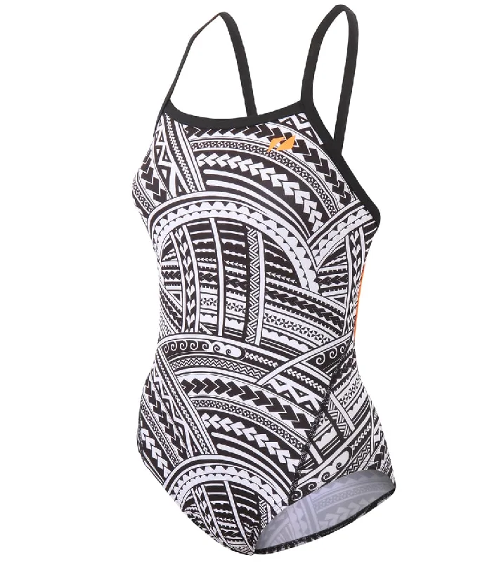 Zone3 Women's Kona Speed Strap Back One Piece Swimsuit Tribal Print Ruched Swimwear Set