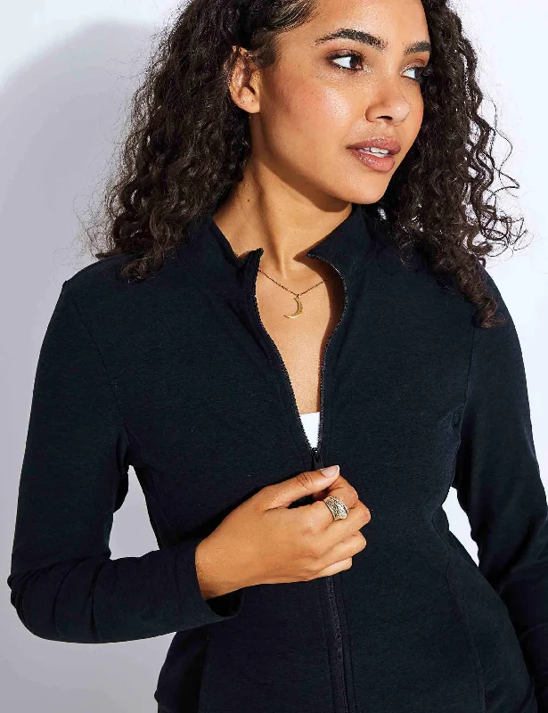 Spacedye On The Go Mock Neck Jacket - Darkest Night Ribbed Jacket Pleated Jacket Ruffled Jacket Spacedye On The Go Mock Neck Jacket - Darkest Night Ribbed Jacket Pleated Jacket Ruffled Jacket