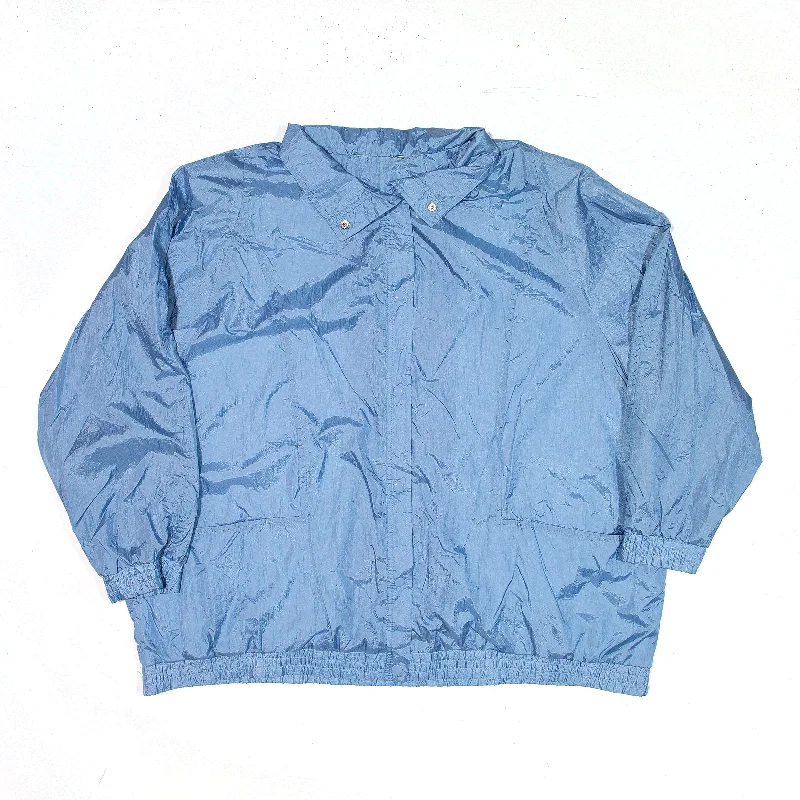 Coach Satin Jacket Blue 90s Womens 4XL Welt Pockets Slit Pockets Flap Pockets