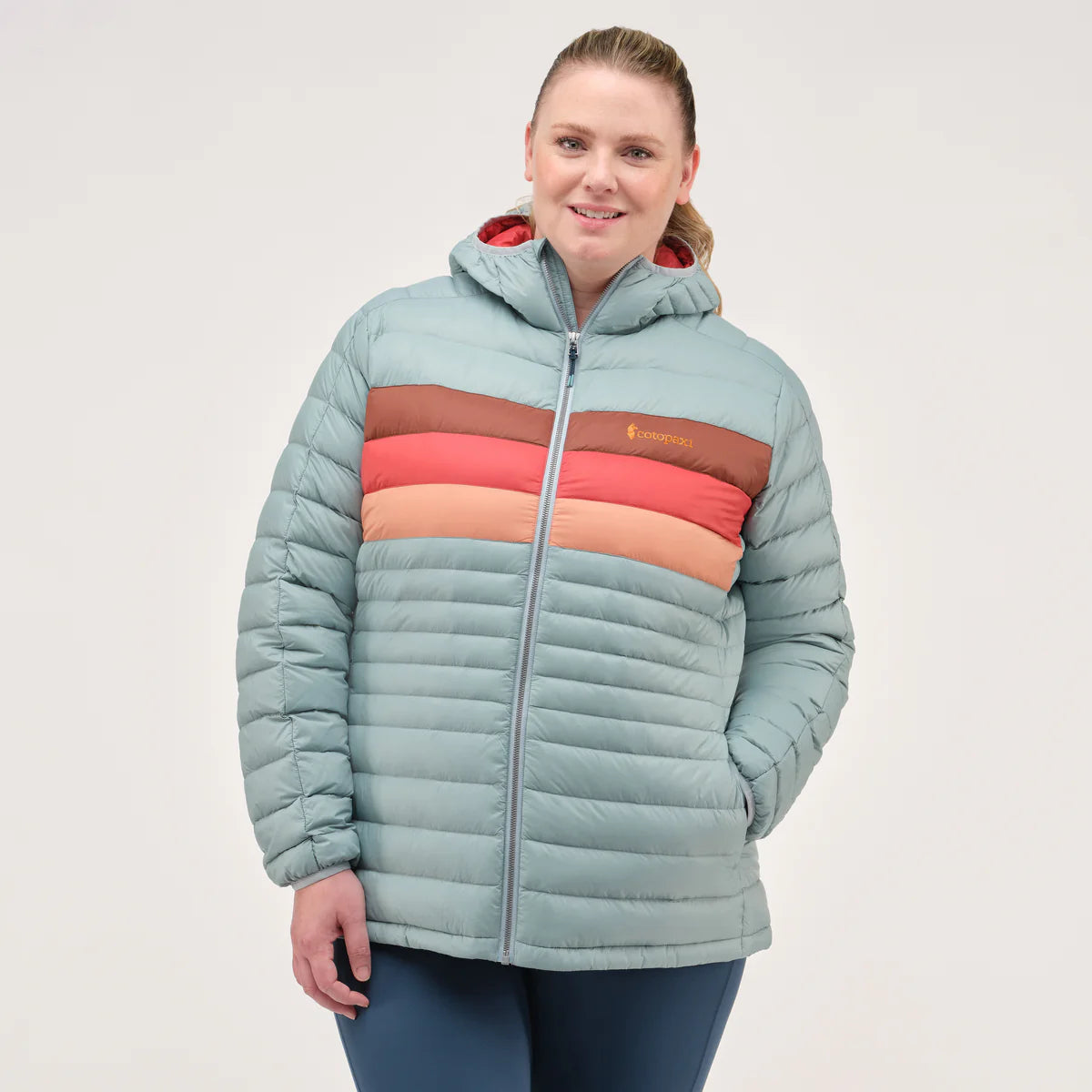 Women's Fuego Hooded Down Jacket Stand-Up Collar Roll-Neck Collar Turtle Neck