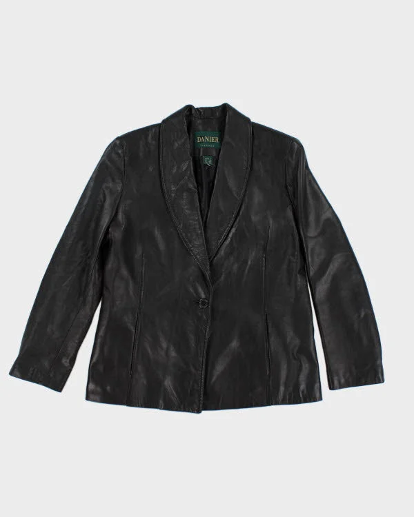 Danier Black Leather Blazer Jacket - M Print Jacket Jacquard Jacket Embroidered Jacket