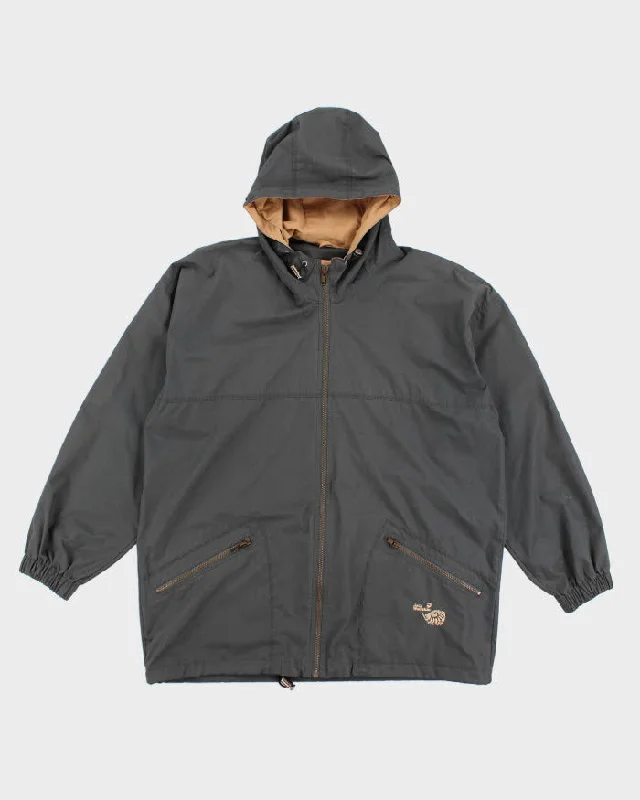 Jack Wolfskin Grey Windbreaker Jacket - L Hoodie Zip-Up Jacket Button-Up Jacket