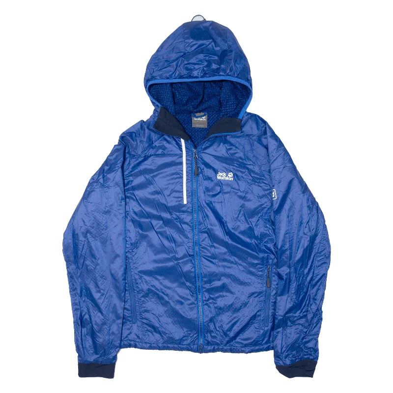 JACK WOLFSKIN QMC Womens Shell Jacket Blue Hooded L Snapped Jacket Toggled Jacket Drawstring Jacket