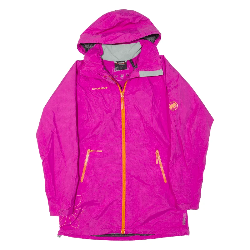 MAMMUT Dry Tech Womens Rain Jacket Pink Hooded S Stand-Up Collar Roll-Neck Collar Turtle Neck