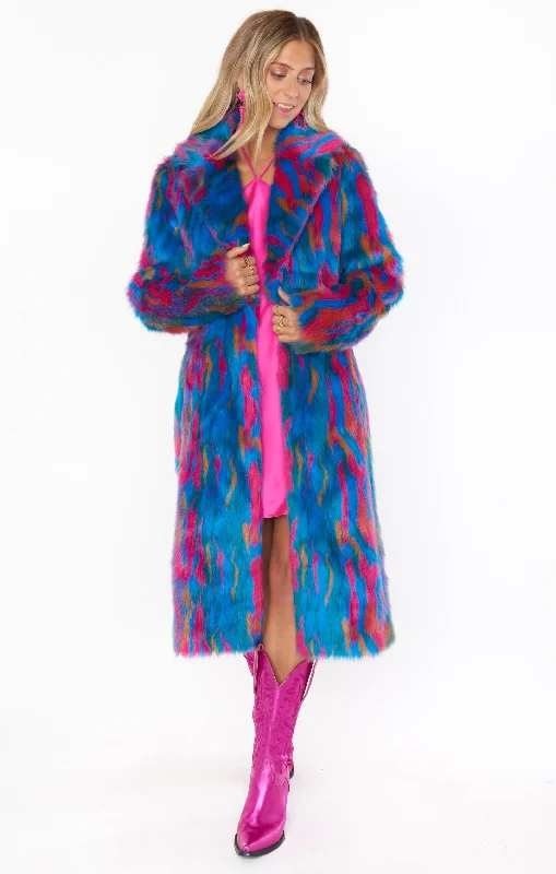 Miss Tiffy Fur Jacket ~ Galaxy Faux Fur Striped Jacket Polka Dot Jacket Floral Jacket
