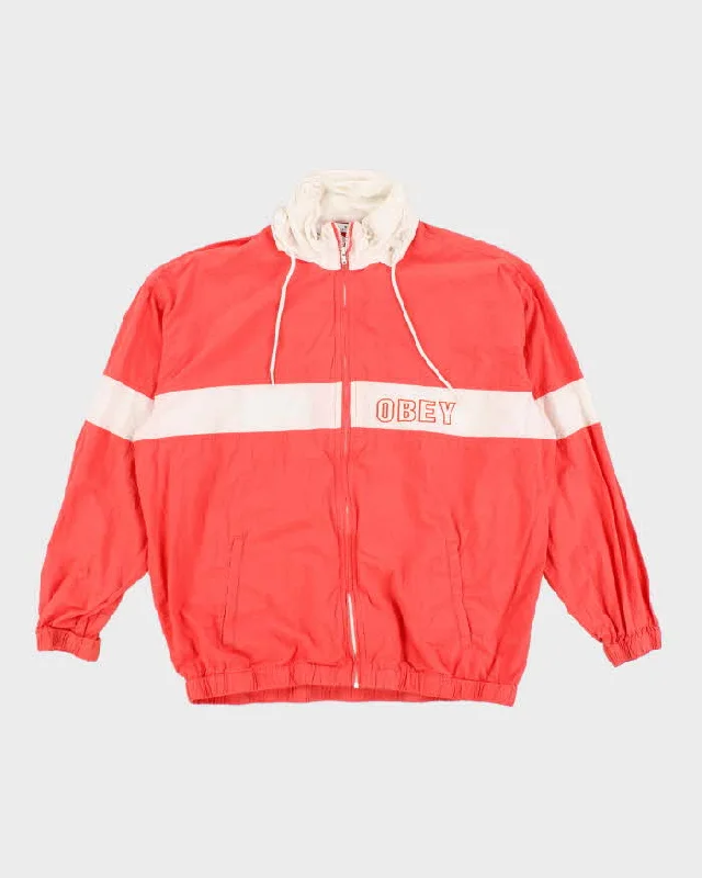 Obey Women's Windbreaker Jacket - XS Boat Neck Shawl Collar Notched Collar