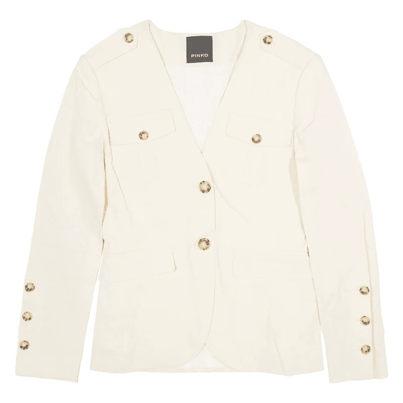 PINKO Stretch Womens Blazer Jacket Beige Linen M Wool Jacket Cashmere Jacket Tweed Jacket