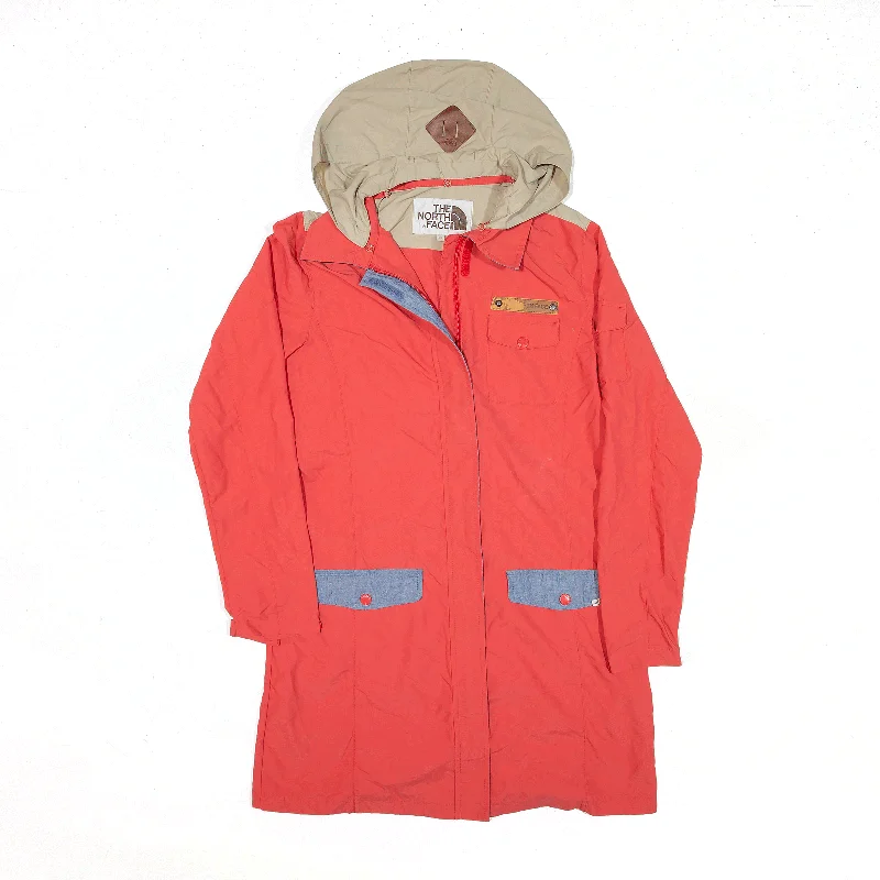 THE NORTH FACE Jacket Red Hooded Rain Womens M Wool Fabric Cashmere Fabric Tweed Fabric