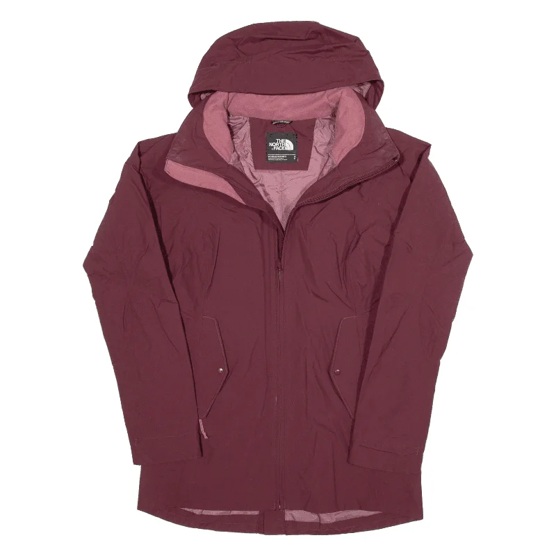 THE NORTH FACE Womens Rain Jacket Maroon Hooded S Zippered Jacket Buttoned Jacket Snapped Jacket