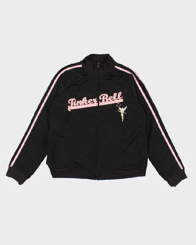 Woman's Disney Tinkerbell Zip Up Black Track Jacket - XL Welt Pockets Slit Pockets Flap Pockets