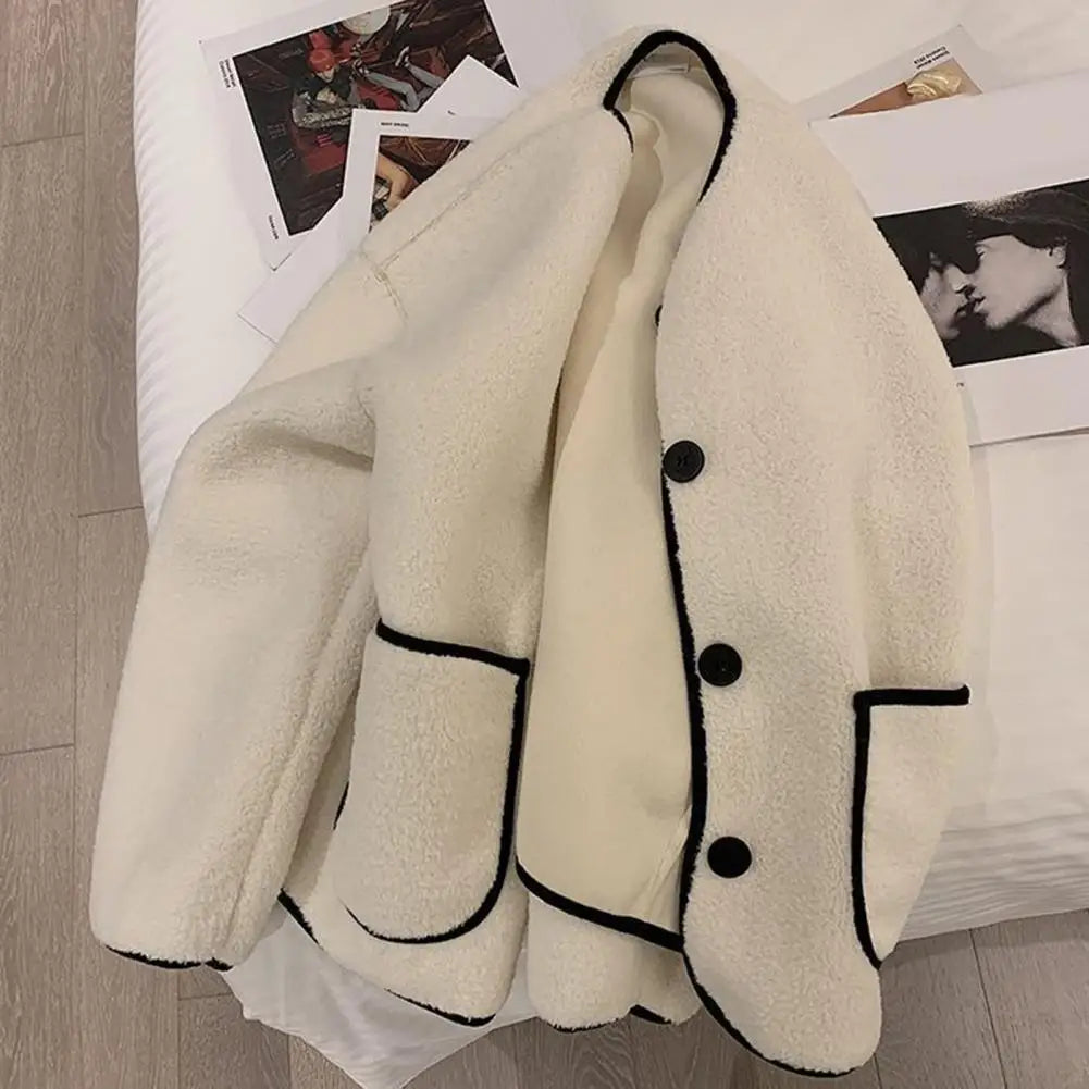 Women Faux Shearling Jacket Women Loose Jacket Stylish Women's Round Neck Cardigan Coat Thick Warm Fashionable Winter Jacket Insulated Jacket Fitted Jacket Loose Jacket