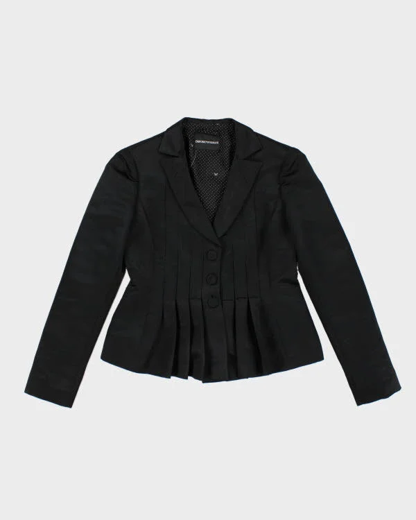 Y2k 00s Armani Satin Pleated Blazer Jacket - S V-Neck Jacket Boat Neck Jacket Square Neck Jacket