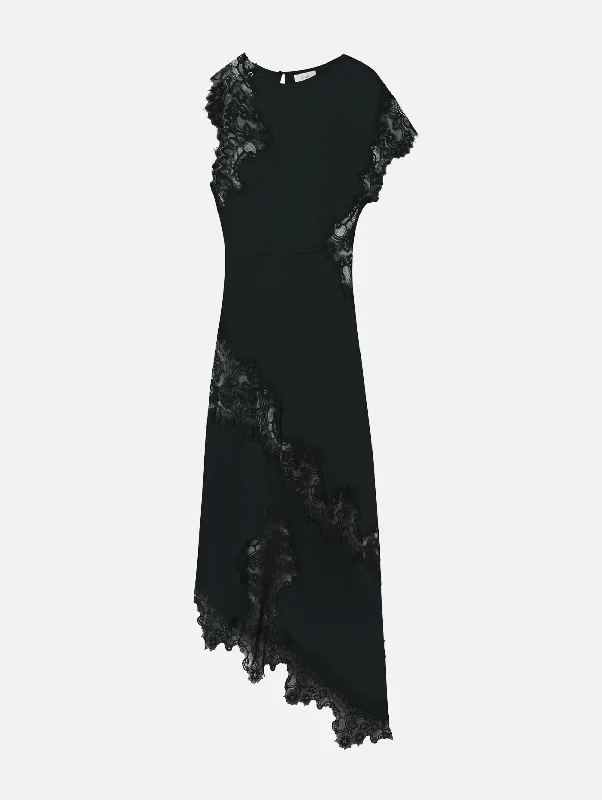 Alessia Satin and Lace Maxi Dress in Black Chic Summer Floral Maxi Dress