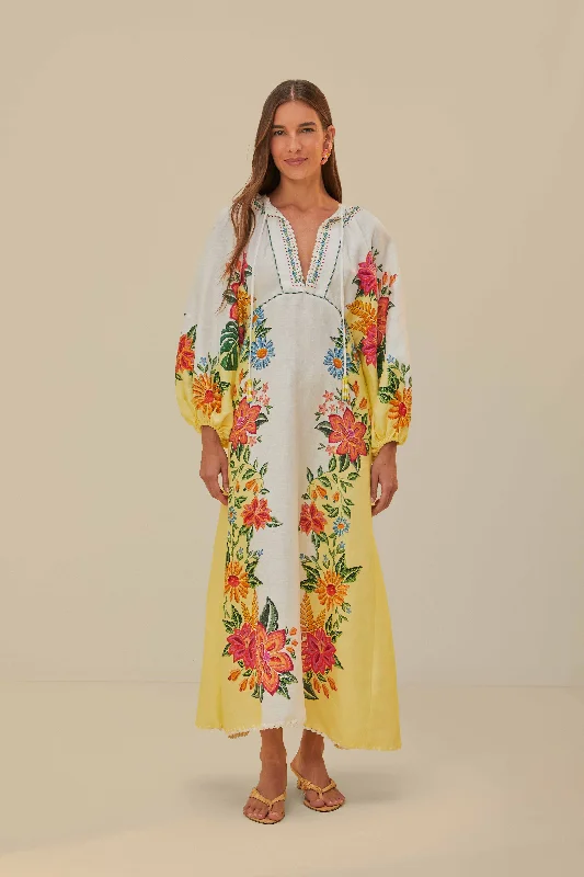 Off-White Bloom Garden Maxi Dress Chic Sleeveless Maxi Dress