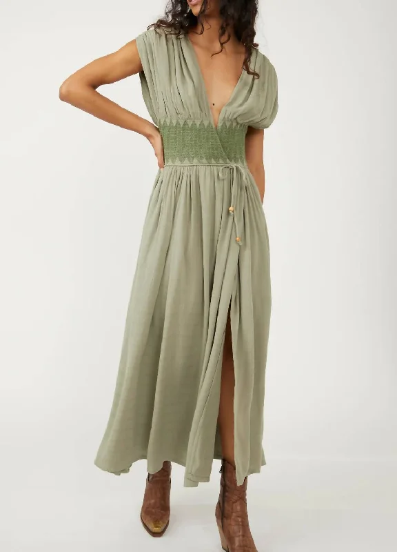 Devon Maxi Dress In Seagrass Classic A-Line Maxi Dress