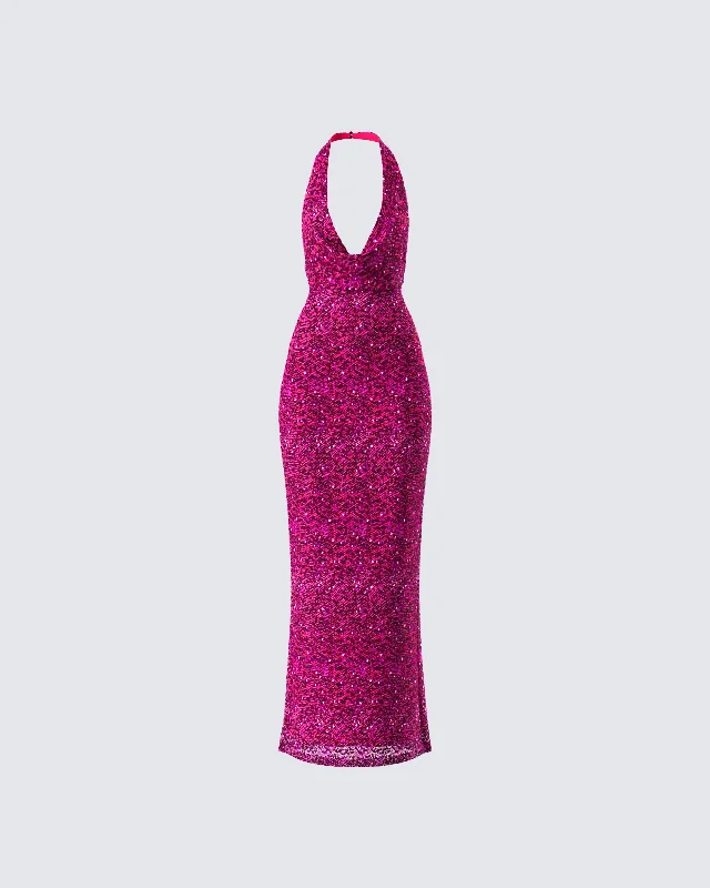 Sabine Purple Sequin Maxi Dress Classic Solid Maxi Dress