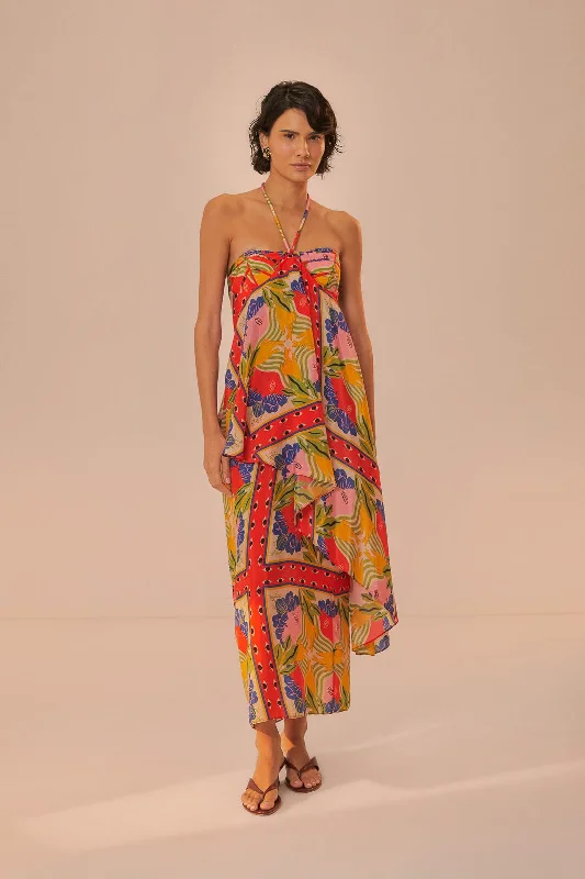 Sand Surreal Scarf Sleeveless Maxi Dress Comfortable Flowy Maxi Dress