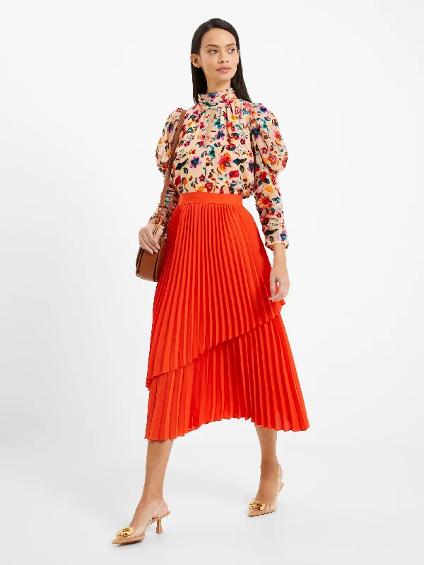 Arie Pleated Midi Skirt linen skirt relaxed