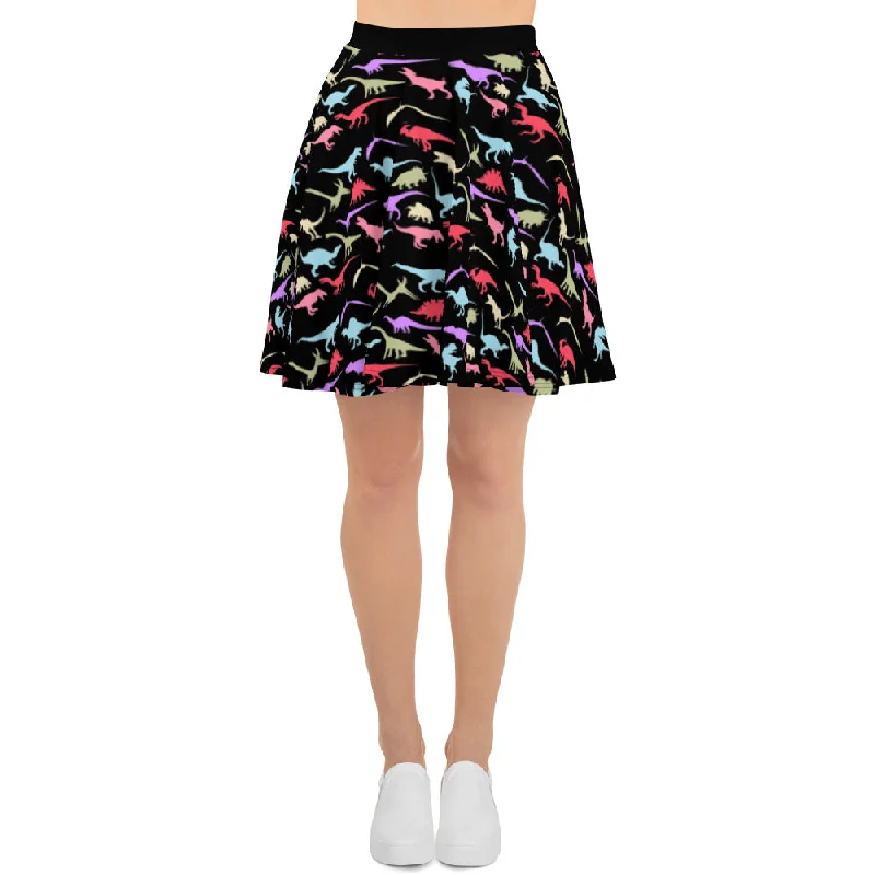 Colorful Dino's - Women's Dinosaur Skirt denim skirt fashionable