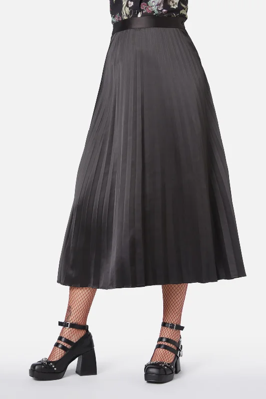 Elegy Knife Pleat Midi Skirt velvet skirt plush