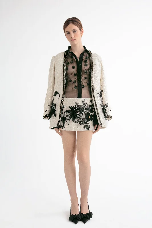 Feathered blouse with skirt and jacket boho skirt vibe