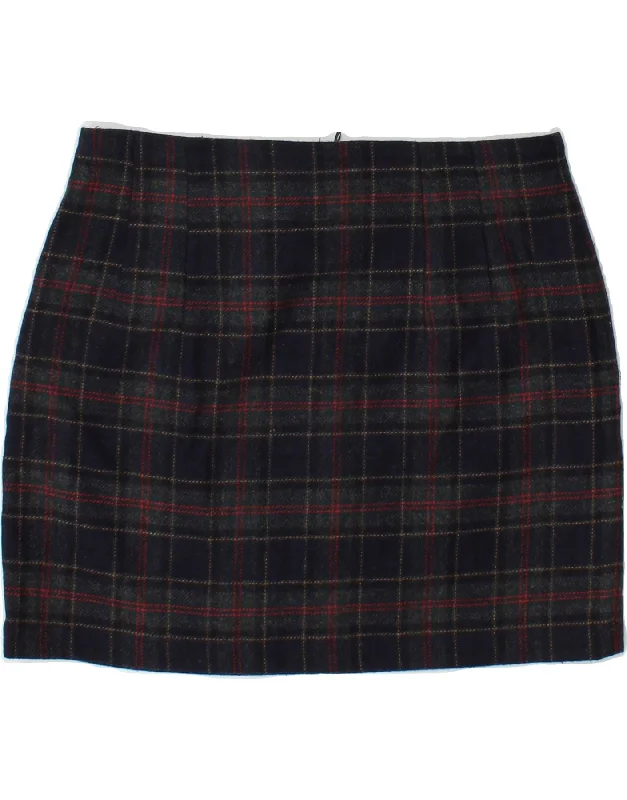 FRENCH CONNECTION Womens Mini Skirt UK 12 Medium W28  Navy Blue Check Wool wool skirt warm