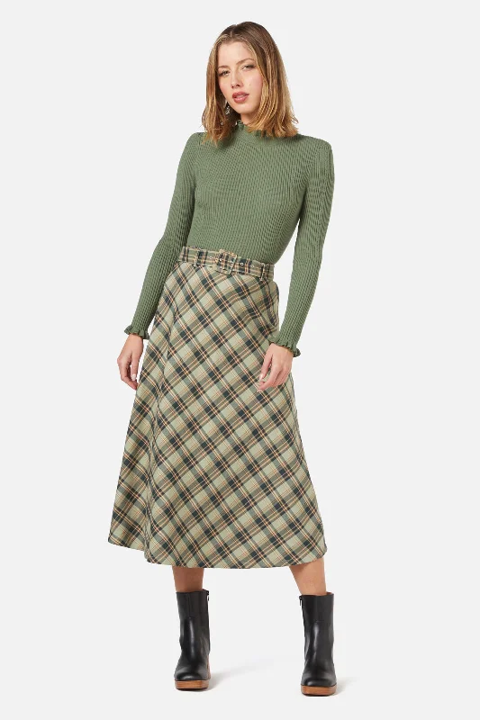 Jeannie Check Midi Skirt a-line skirt cut