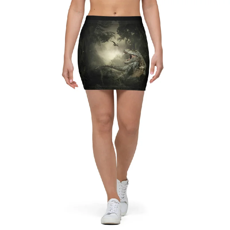 Jungle T-Rex - Dinosaur Mini Skirt denim skirt durable