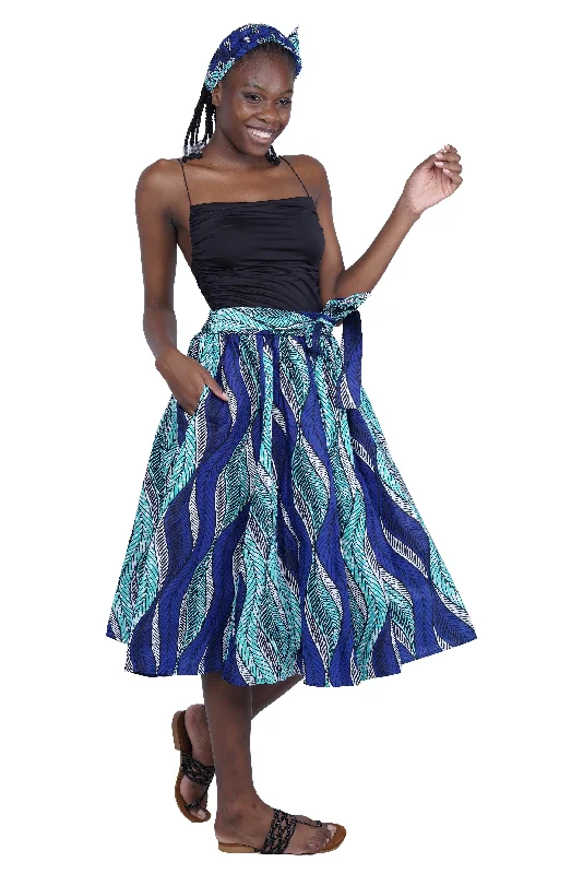 African Midi/Calf Length  Skirt patchwork skirt art