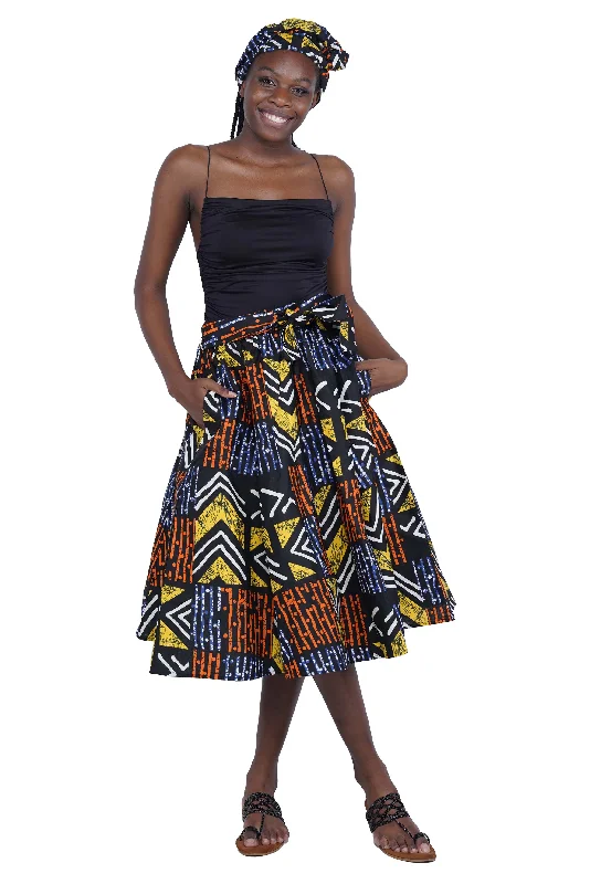 African Midi/Calf Length  Skirt leather skirt refined