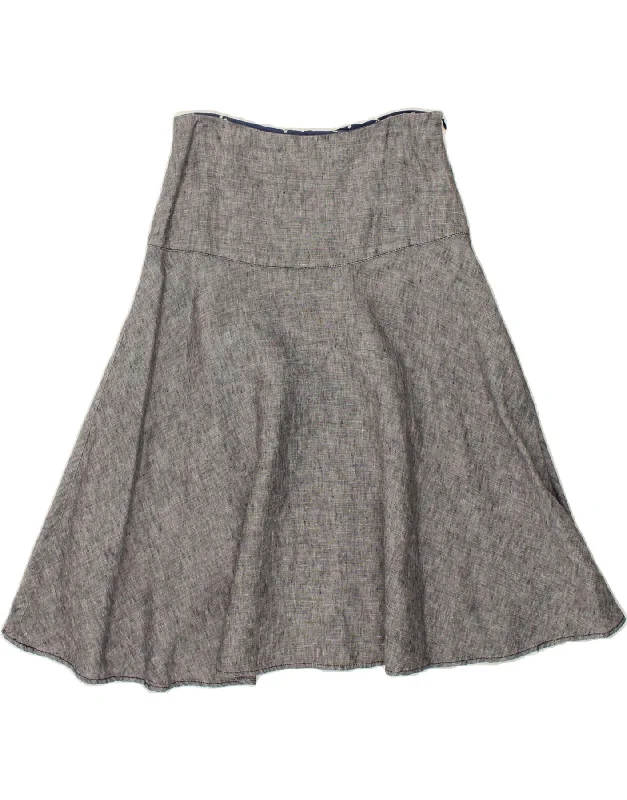 LAURA ASHLEY Womens A-Line Skirt UK 10 Small W27 Grey Linen ruffled skirt detail