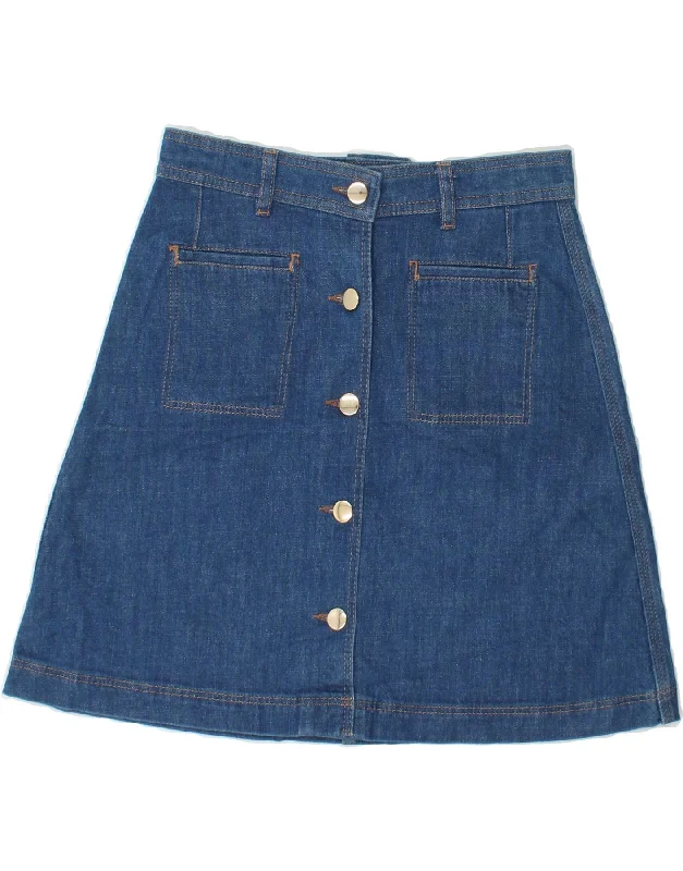 MASSIMO DUTTI Womens Denim Skirt EU 36 XS W28  Blue wool skirt thick