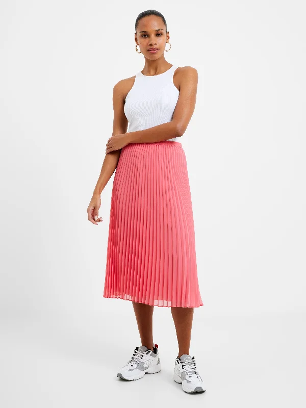 Pleated Solid Midi Skirt leather skirt modern