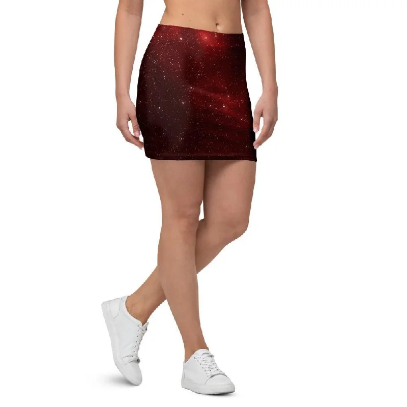 Red Nebula Galaxy Space Mini Skirt velvet skirt sumptuous