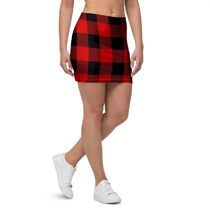 Red Plaid Mini Skirt low waist skirt