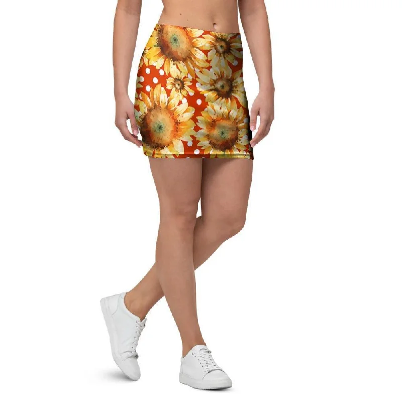 Red Polka Dot Sunflower Mini Skirt slim fit skirt