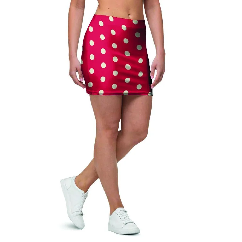 Red Tiny Polka Dot Mini Skirt low waist skirt