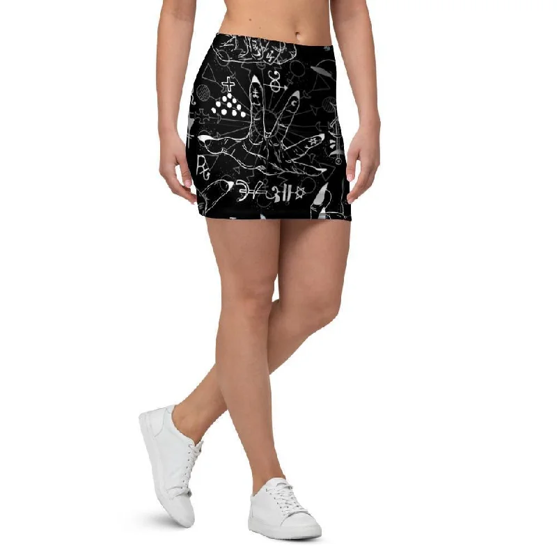 Satanic Gothic Witch Mini Skirt satin skirt smooth