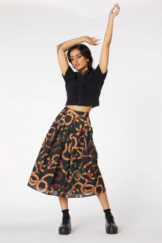 Serpent Print Pleated Skirt floral skirt print