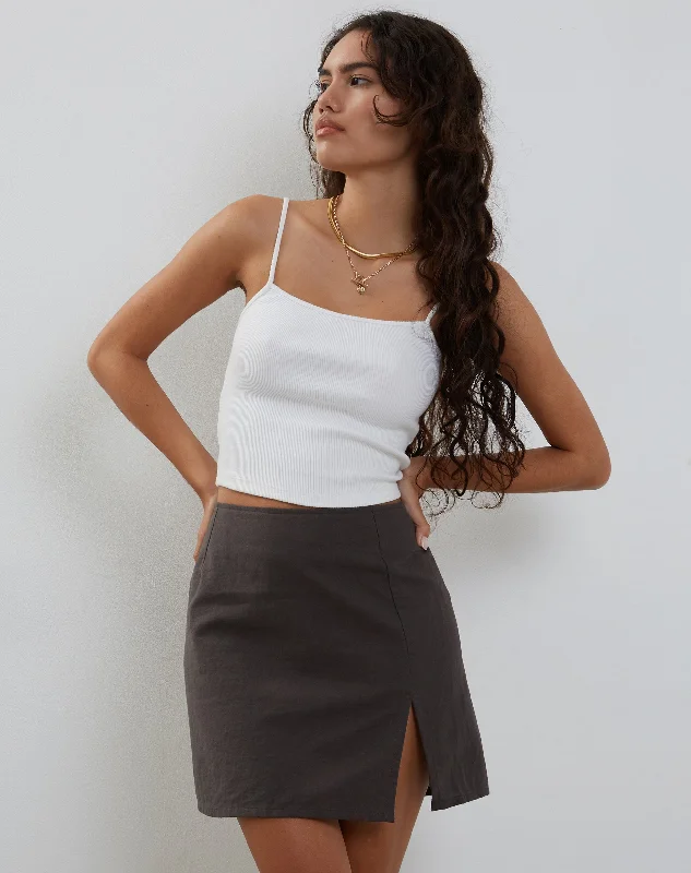 Sheny Mini Skirt in Charcoal Grey denim skirt durable