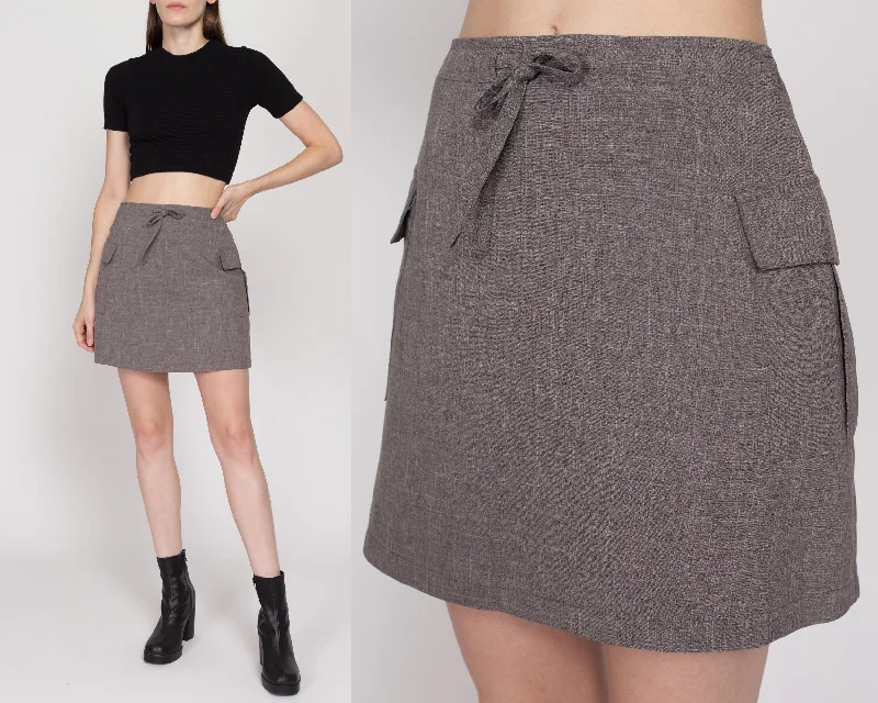 Small 90s Grey Cargo Pocket Mini Skirt 26" lace skirt romantic