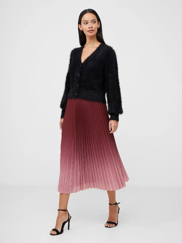 Sunburst Crepe Pleat Midi Skirt linen skirt natural