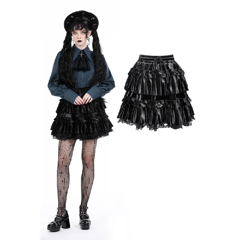 Women's Gothic Ruffled Layered Velvet Skirt slim fit skirt